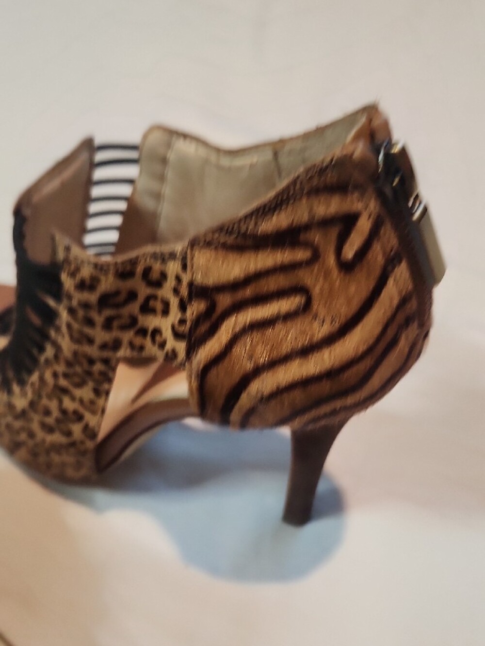 Boutique 9 Leopard & Zebra Print Strappy High Heel Sandals - Brown/Black Sz 8.5 - Picture 6 of 8